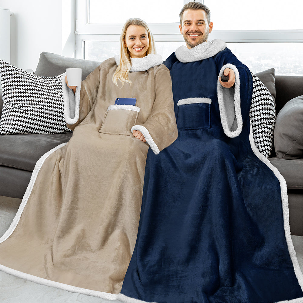 Blanket with Sleeves - Patch Pocket