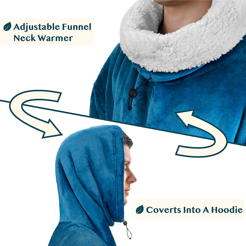 Neck Warmer Hooded Poncho Blanket