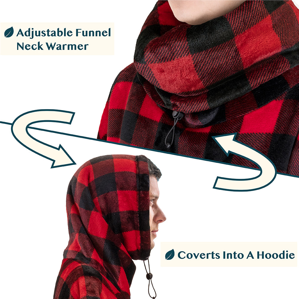 Neck Warmer Hooded Poncho Blanket
