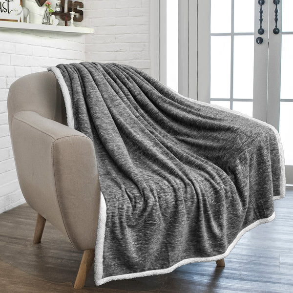 Melange Sherpa Fleece Throw Blanket