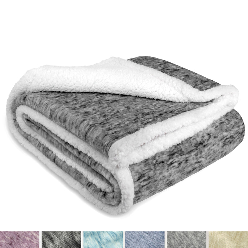 Melange Sherpa Fleece Throw Blanket