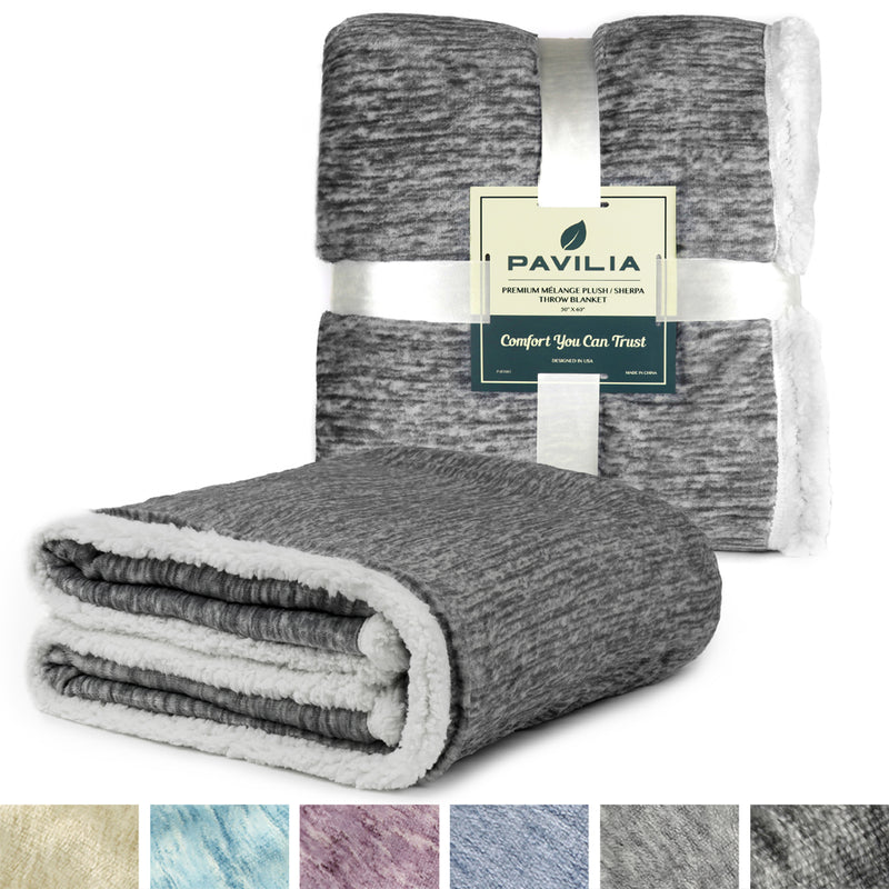 Melange Sherpa Fleece Throw Blanket