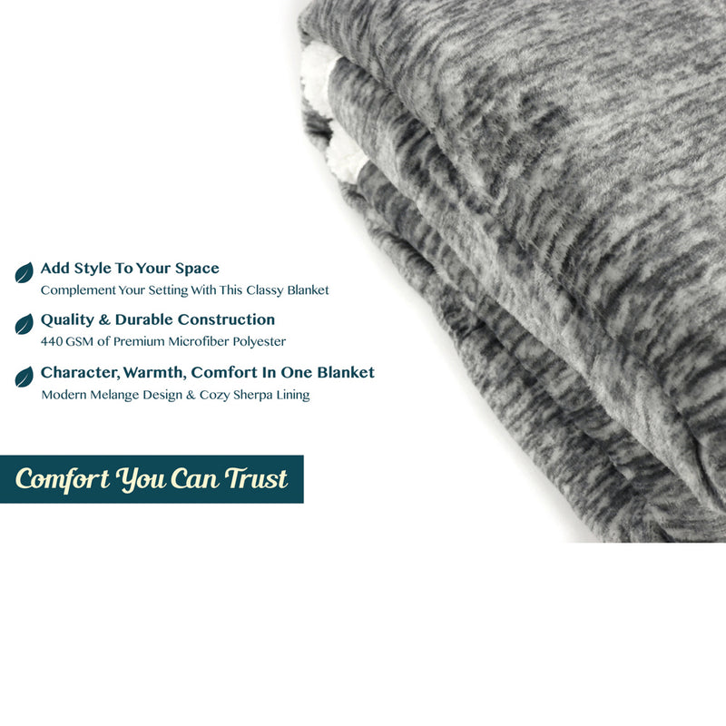 Melange Sherpa Fleece Throw Blanket