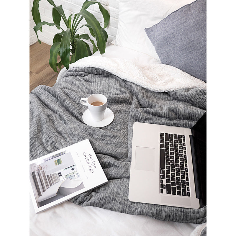 Melange Sherpa Fleece Throw Blanket