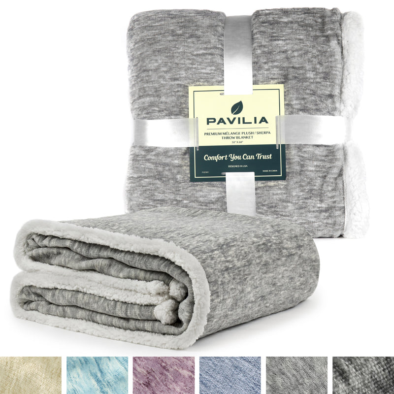 Melange Sherpa Fleece Throw Blanket