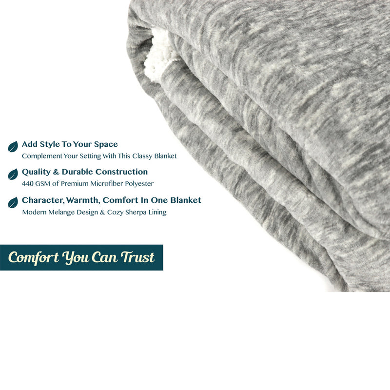 Melange Sherpa Fleece Throw Blanket