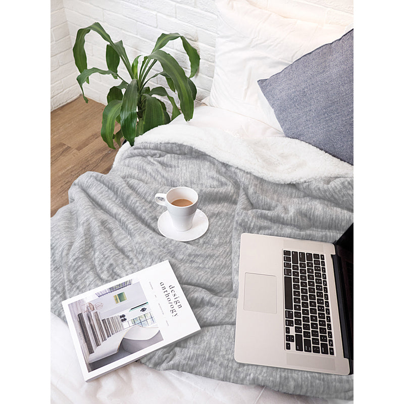 Melange Sherpa Fleece Throw Blanket