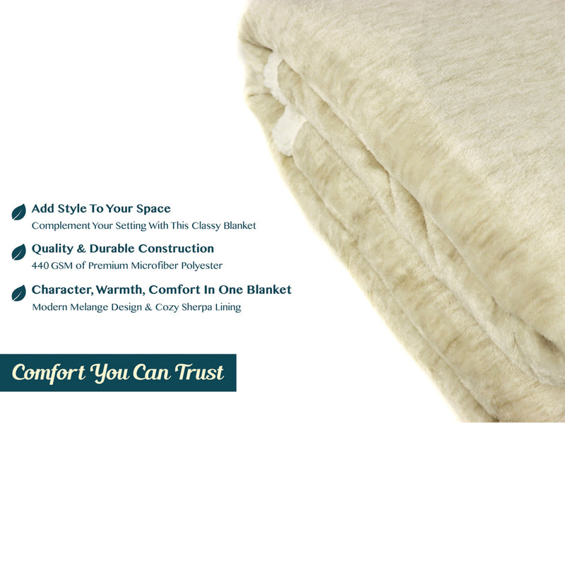 Melange Sherpa Fleece Throw Blanket