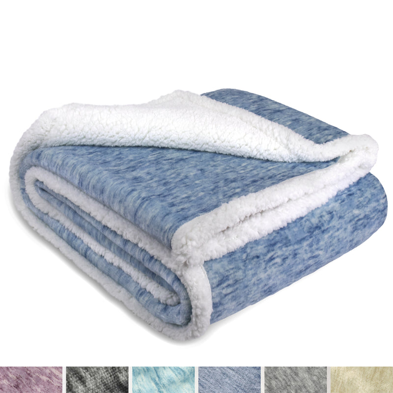 Melange Sherpa Fleece Throw Blanket