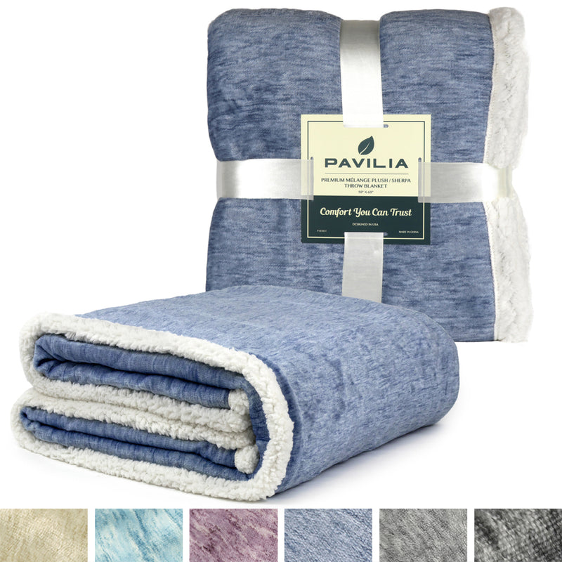 Melange Sherpa Fleece Throw Blanket