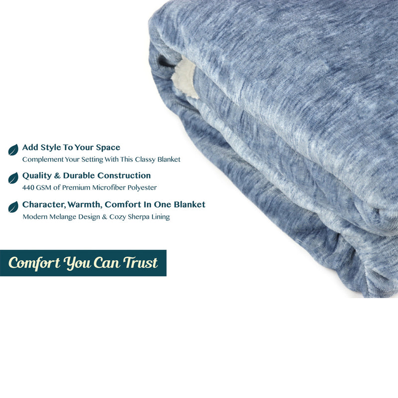 Melange Sherpa Fleece Throw Blanket