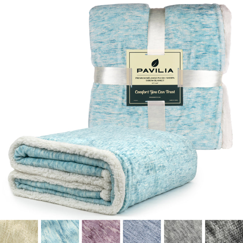 Melange Sherpa Fleece Throw Blanket