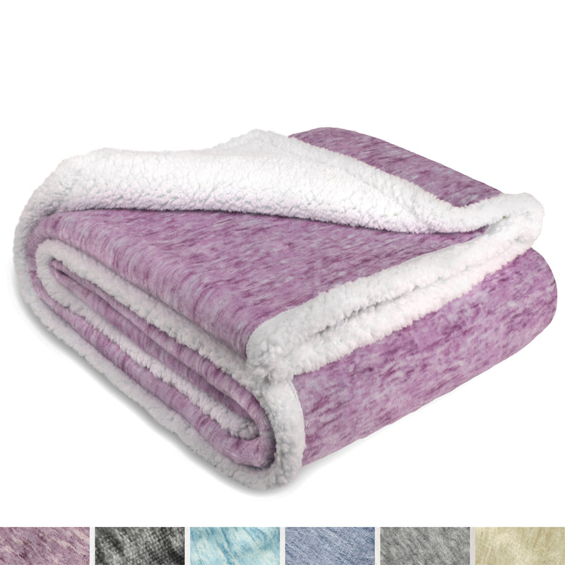 Melange Sherpa Fleece Throw Blanket