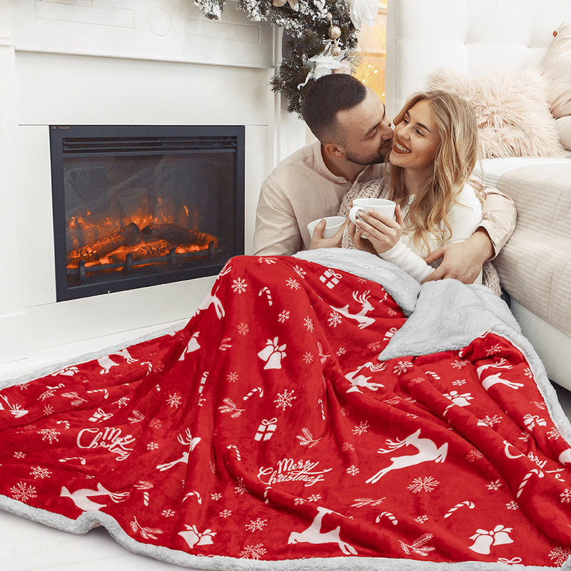 Christmas Sherpa Throw Blanket