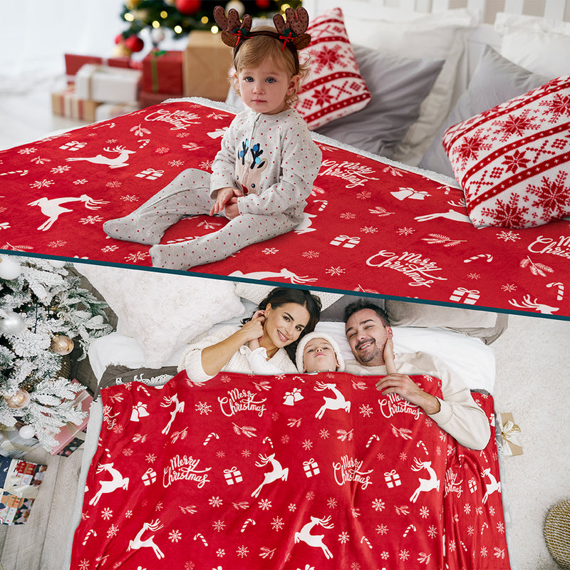 Christmas Sherpa Throw Blanket
