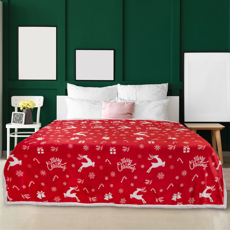 Christmas Sherpa Throw Blanket