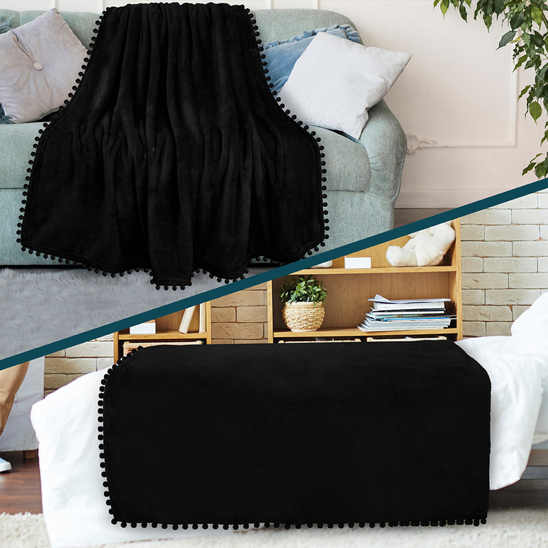 Pom Pom Fringe Throw Blanket