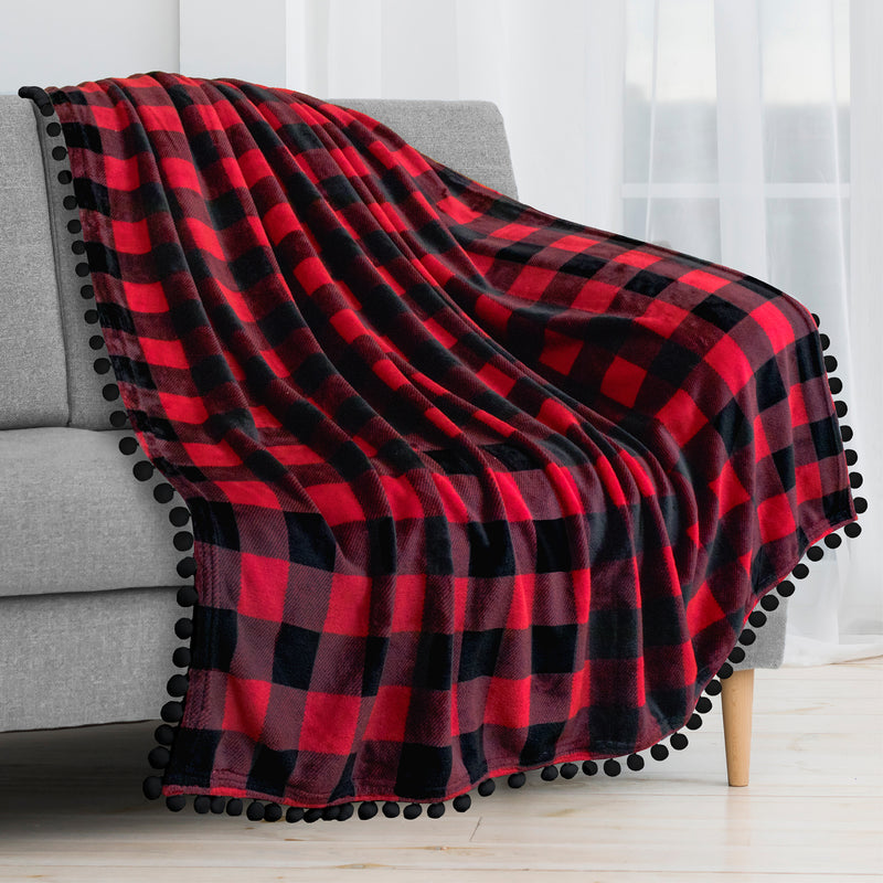 Pom Pom Fringe Throw Blanket