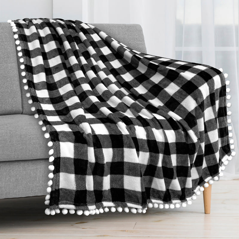 Pom Pom Fringe Throw Blanket