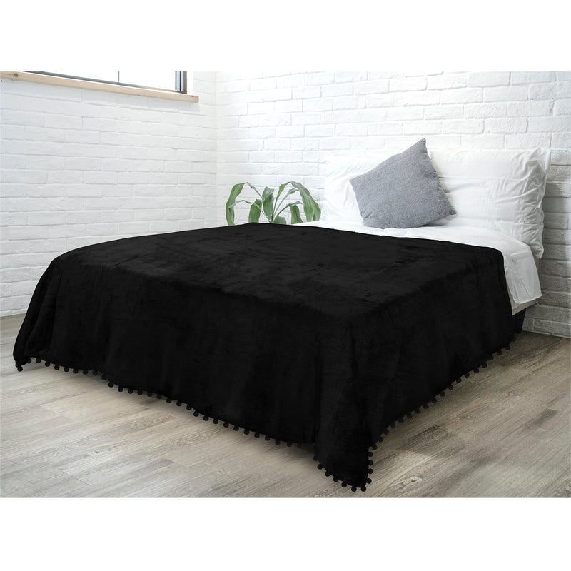 Pom Pom Fringe Throw Blanket