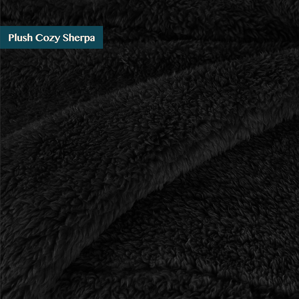 Pom Pom Fringe Sherpa Throw Blanket