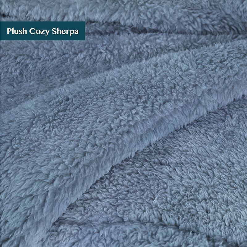 Pom Pom Fringe Sherpa Throw Blanket