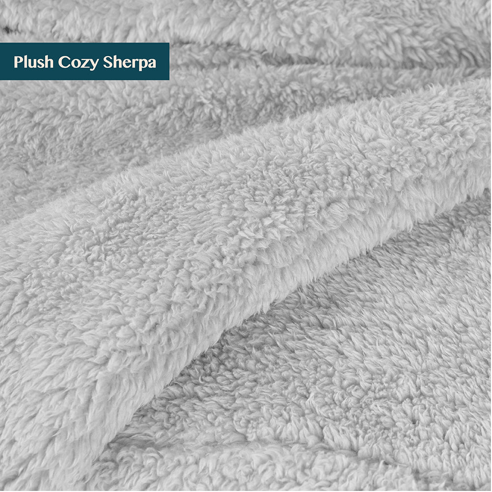 Pom Pom Fringe Sherpa Throw Blanket