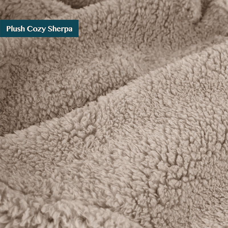 Pom Pom Fringe Sherpa Throw Blanket