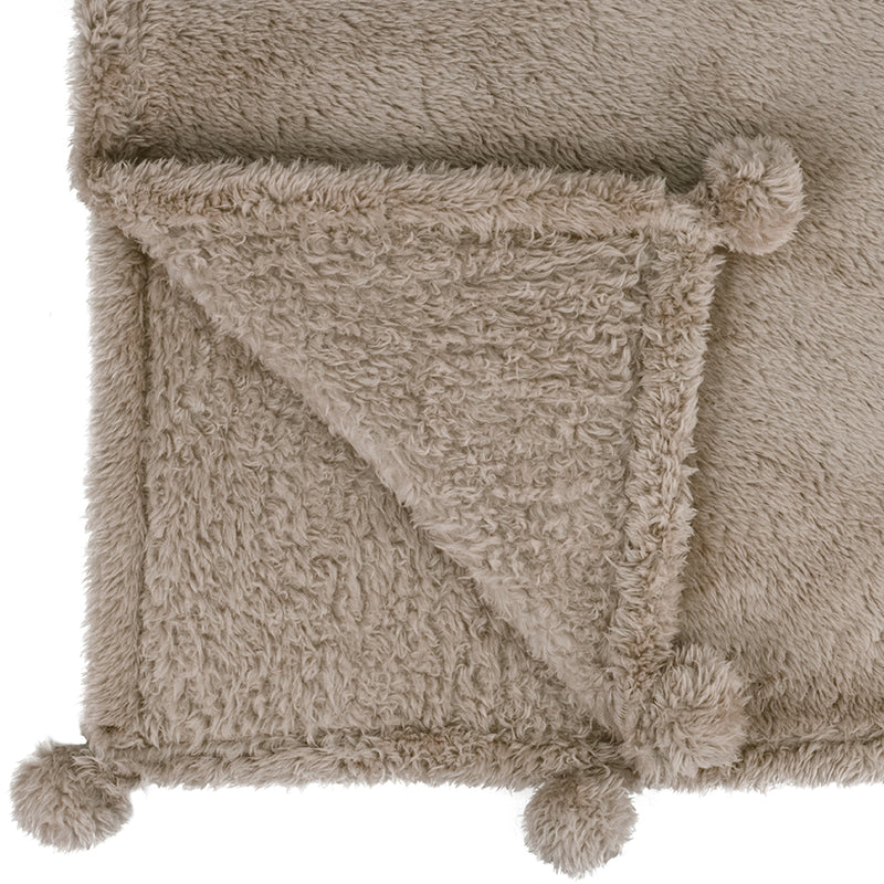 Pom Pom Fringe Sherpa Throw Blanket