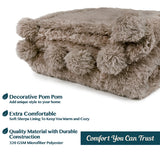 Pom Pom Fringe Sherpa Throw Blanket