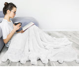 Pom Pom Fringe Sherpa Throw Blanket