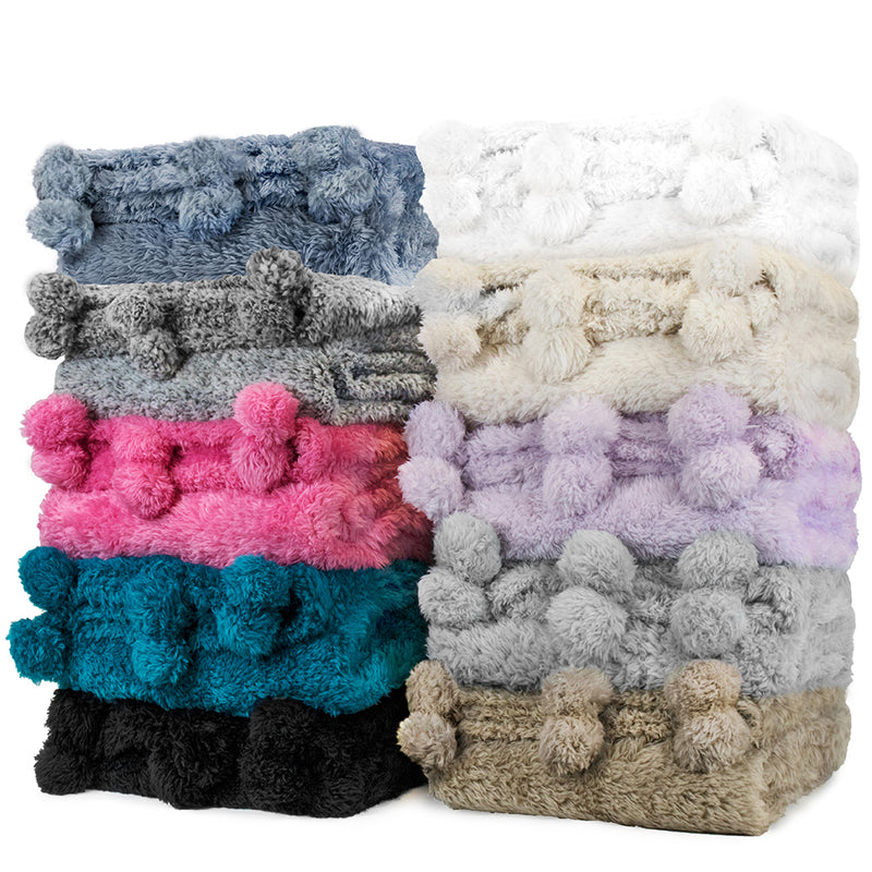Pom Pom Fringe Sherpa Throw Blanket
