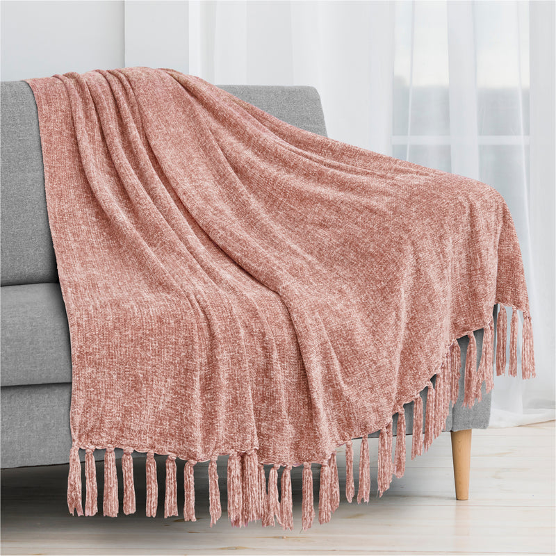 Chenille Tassel Fringe Throw Blanket