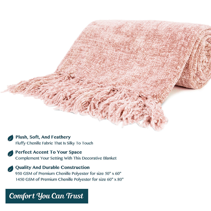 Chenille Tassel Fringe Throw Blanket