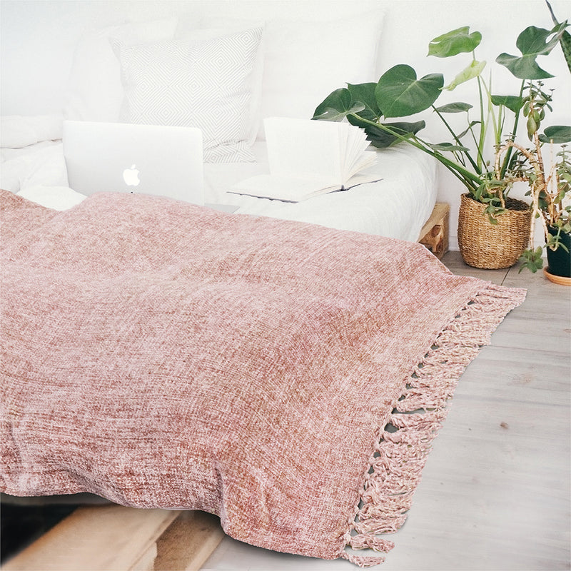 Chenille Tassel Fringe Throw Blanket