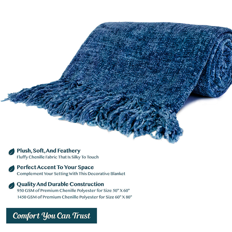 Chenille Tassel Fringe Throw Blanket