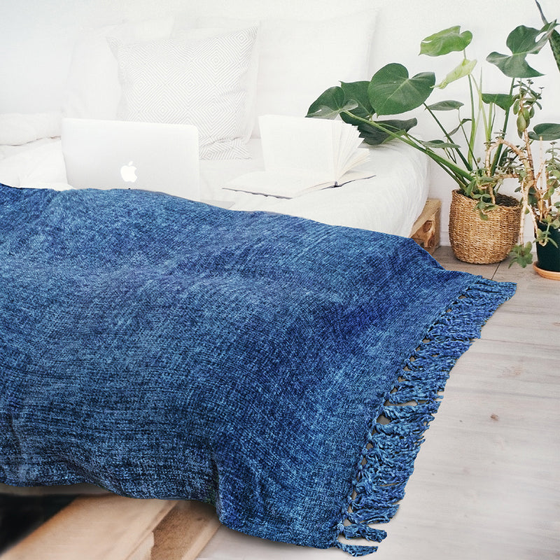 Chenille Tassel Fringe Throw Blanket