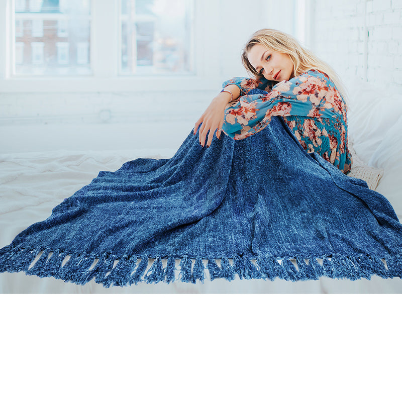 Chenille Tassel Fringe Throw Blanket