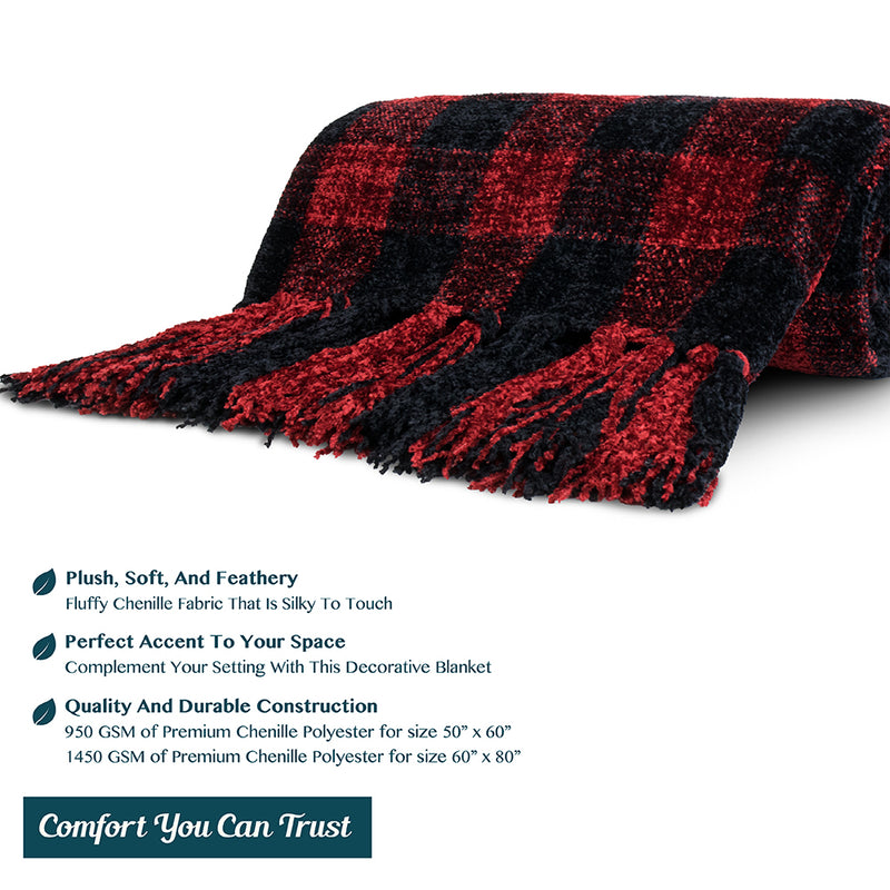 Chenille Tassel Fringe Throw Blanket