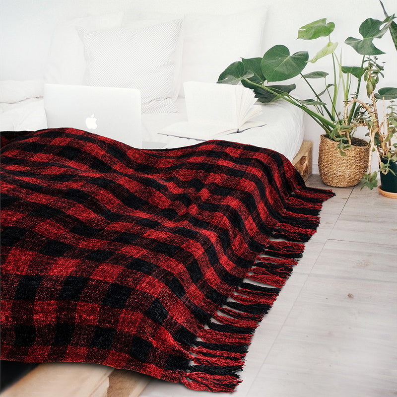 Chenille Tassel Fringe Throw Blanket