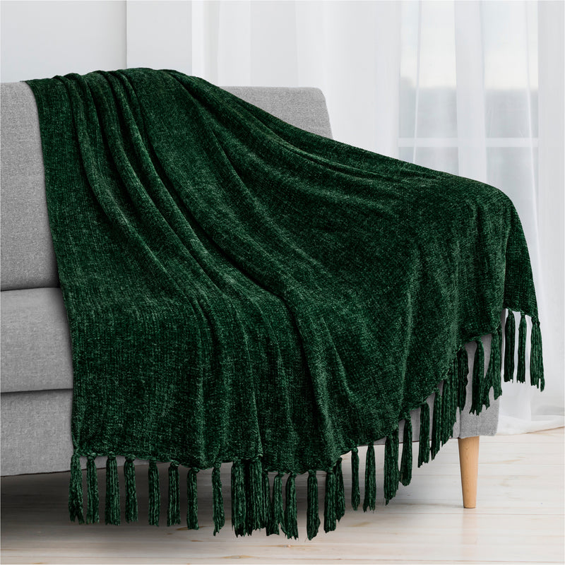 Chenille Tassel Fringe Throw Blanket
