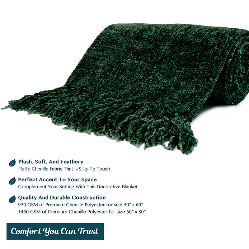 Chenille Tassel Fringe Throw Blanket