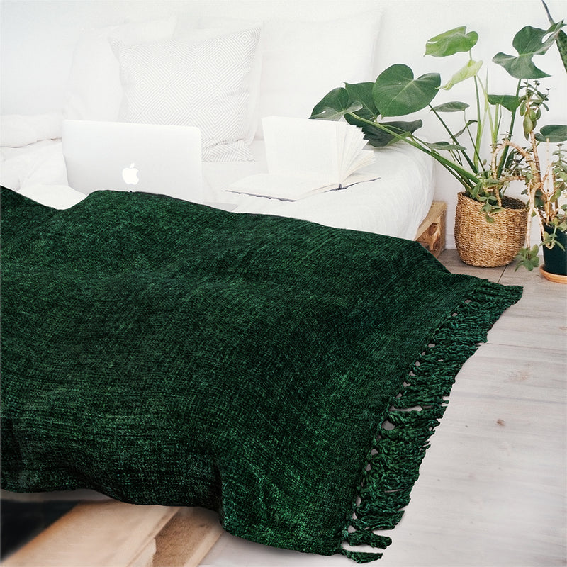 Chenille Tassel Fringe Throw Blanket
