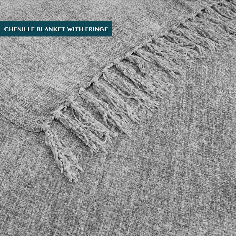 Chenille Tassel Fringe Throw Blanket