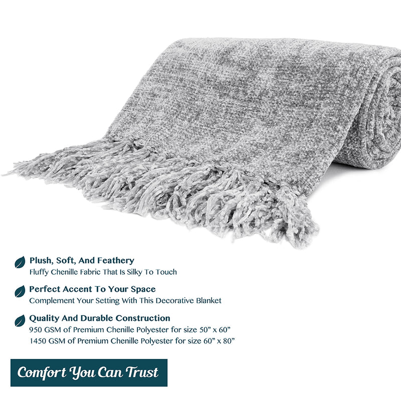 Chenille Tassel Fringe Throw Blanket