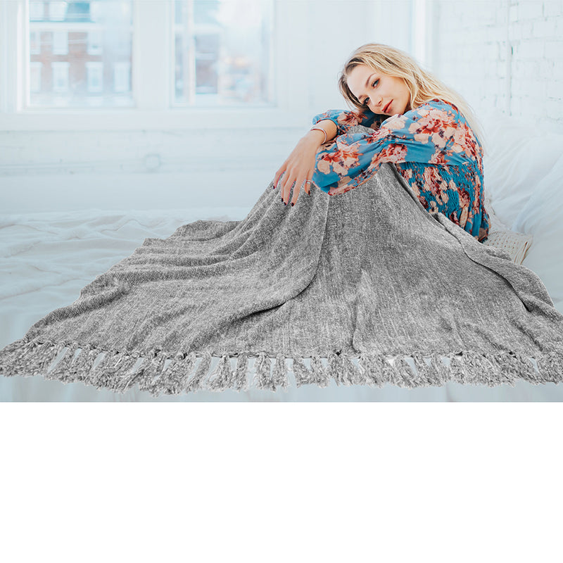 Chenille Tassel Fringe Throw Blanket