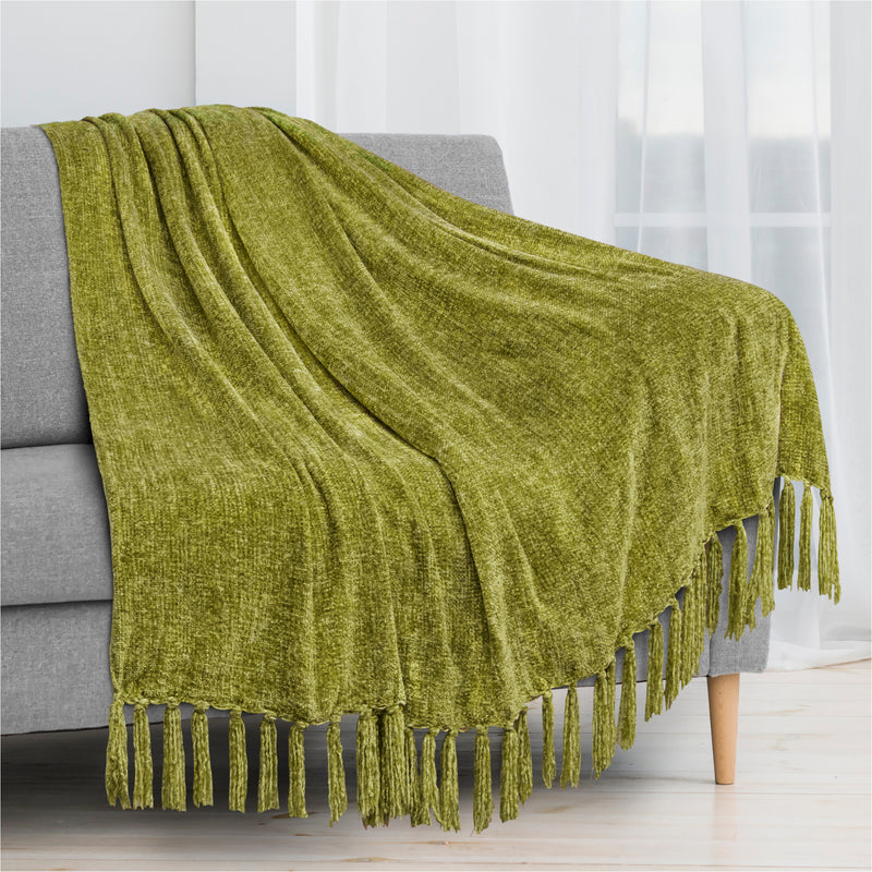 Chenille Tassel Fringe Throw Blanket