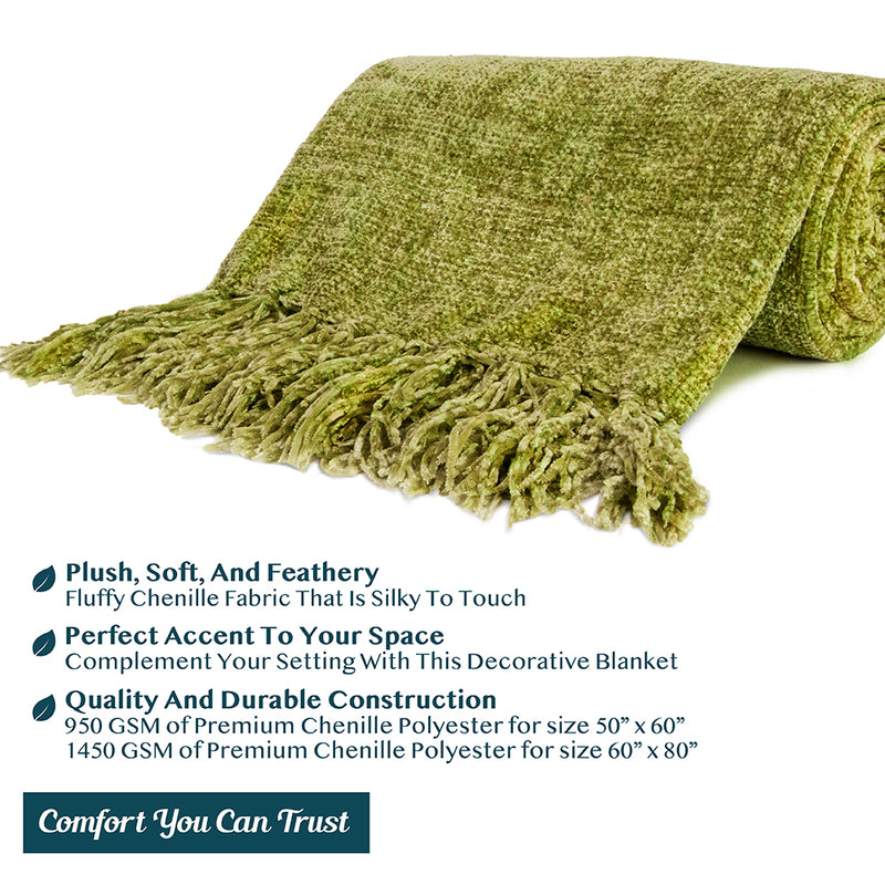 Chenille Tassel Fringe Throw Blanket