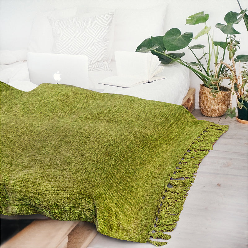 Chenille Tassel Fringe Throw Blanket