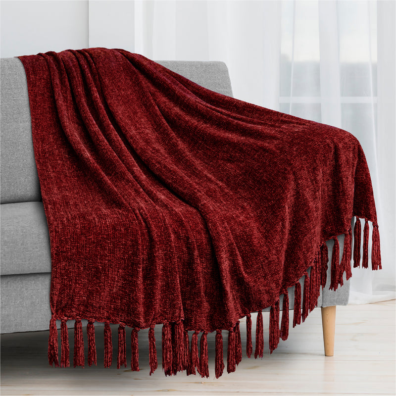 Chenille Tassel Fringe Throw Blanket